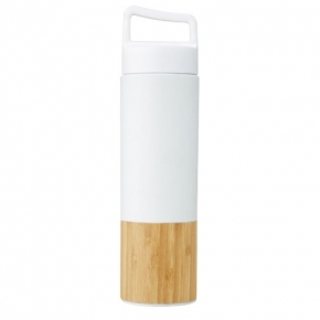 Torne miedziana, izolowana próżniowo butelka ze stali nierdzewnej o pojemności 540 ml z bambusową ścianką zewnętrzną